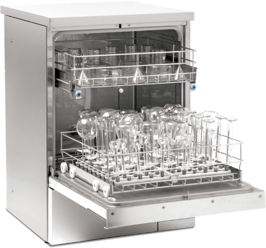 Tiva 8 Washer loaded with laboratory glassware