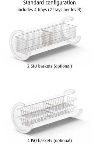 Basket configuration for the GS50125 Autoclave