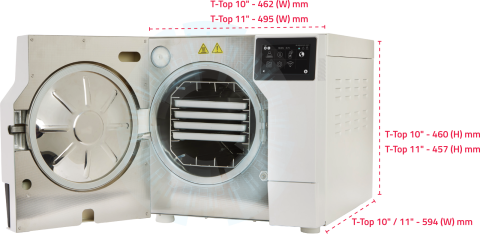 T-Top Tabletop Autoclave External Dimensions
