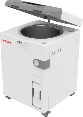 T-Lab Eco vertical laboratory Autoclave with open door